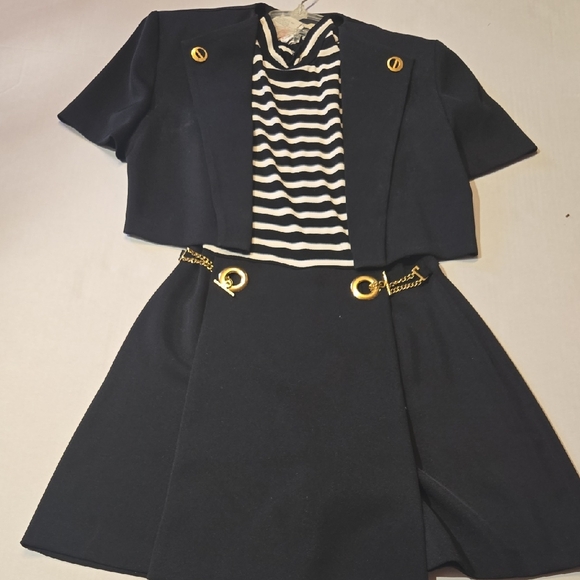 Joseph Ribkoff Womens Navy Dress with Gold Accents Midi Size 6 - Picture 1 of 4